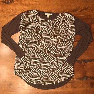 Michael-Michael Kors Long Sleeve Zebra Print Top